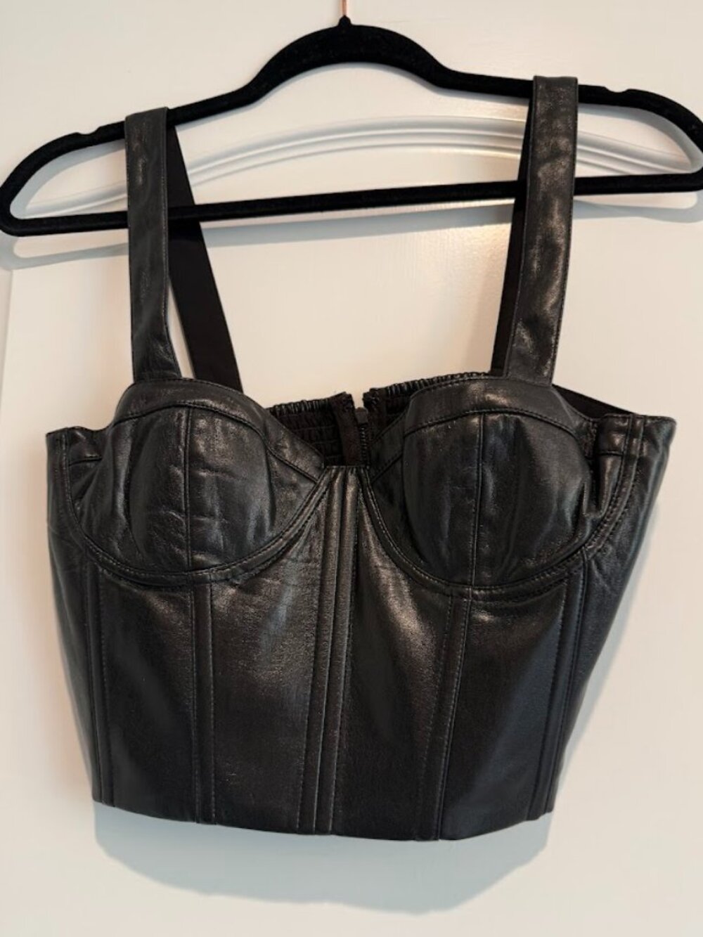 NWT Alice & Olivia Jeanna Bustier Faux-Leather Cropped Top | Size 6